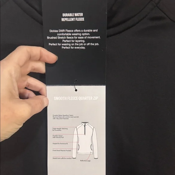 Dickies Women's {Medium} Black Smooth Fleece Quarter-Zip NWT - Picture 4 of 12